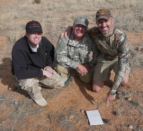 With Robert Ward, Jack Schrader and my 117.3-gram in situ find on December 13, 2009