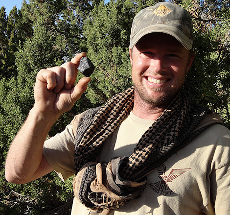 Robert Ward with his first find on the mountain