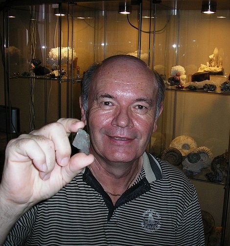 Werner Schroer at home with the specimen and some of his wonderful natural history collection