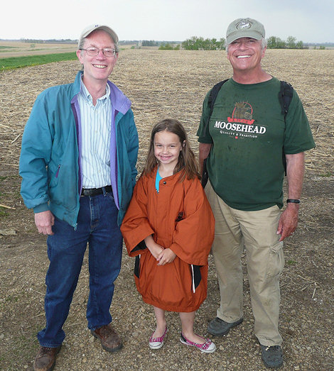 Maddie in the strewn field with Bob King and her good friend Jack Schrader