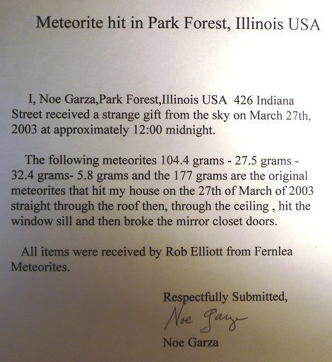 Noe Garza's letter, acknowledging sale of materials to Rob Elliott, who sold them to Jan Bartels, from whom I acquired them