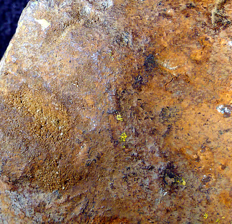 2070 gram main mass (detail of yellow paint from encounter with Pull-Pix bean picker)