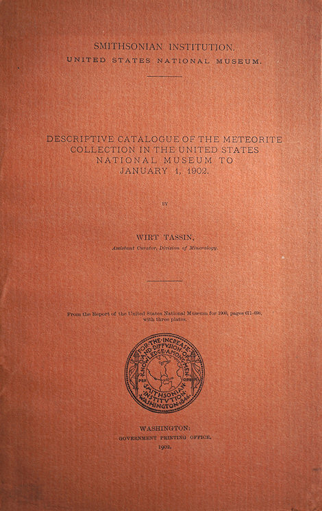 USNM 1902 meteorite collection catalog