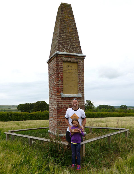 With Maddie at the Wold Cottage monument in Yorkshire