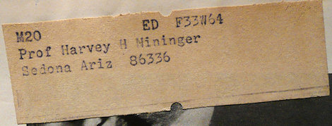 Detail of Prof Harvey H Nininger mailing label