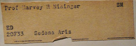 Detail of Prof Harvey H Nininger mailing label
